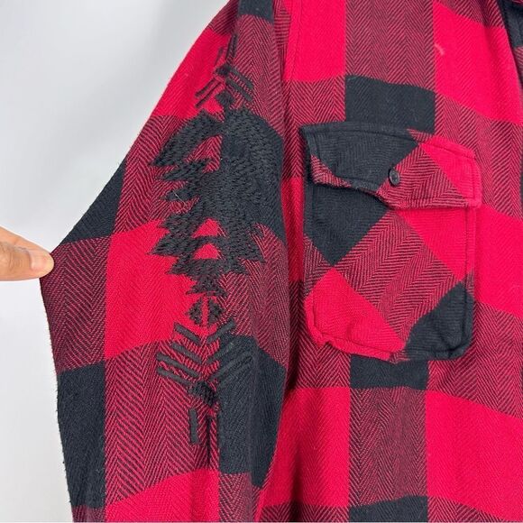 RAILS Larsson Crimson Jet Buffalo Plaid Embroidered Fringe Hem Button Down Sz S - Picture 7 of 10